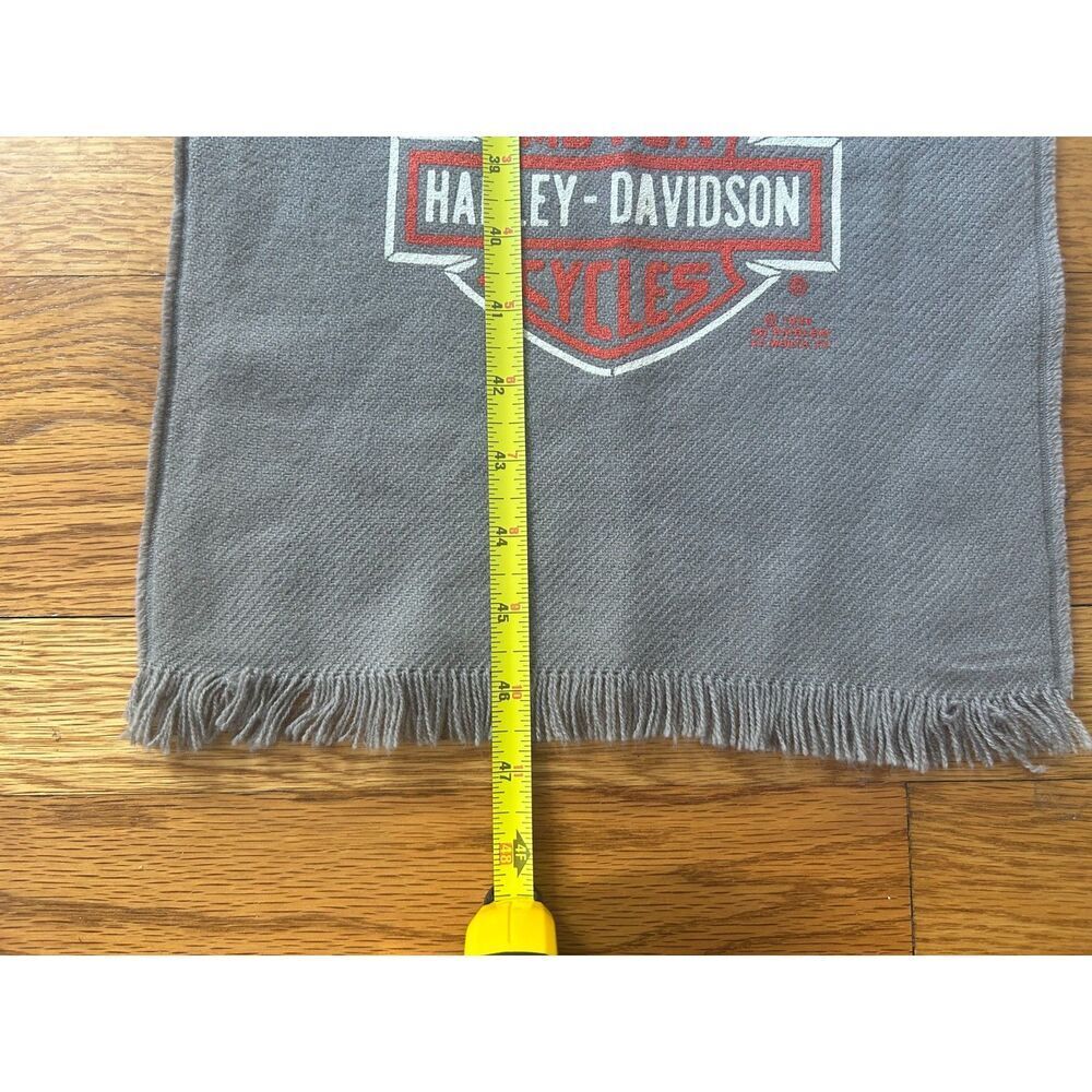 Vintage 1986 3D Emblem Harley Davidson Scarf Gray 46” 12” Fringe America 80S - Picture 5 of 6